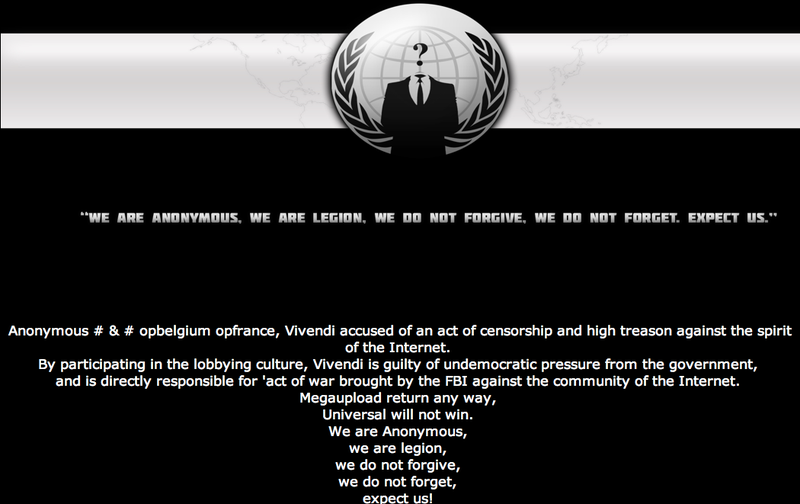 Illustration for article titled Anonymous Just Deleted CBS.com and Took Down Universal